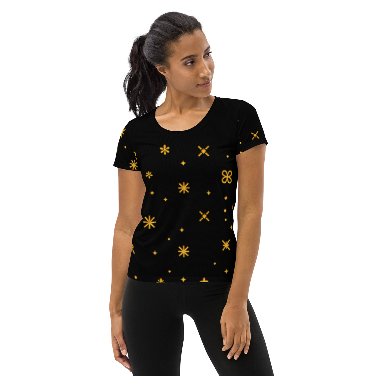 Celestial Bloom Tee for Women in Black