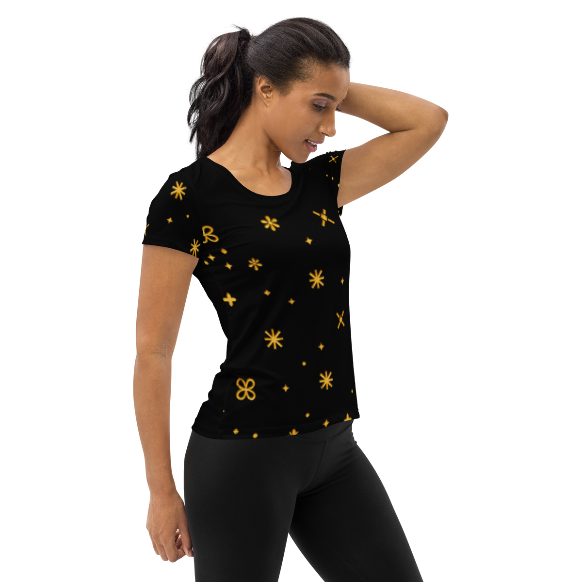 Celestial Bloom Tee for Women in Black
