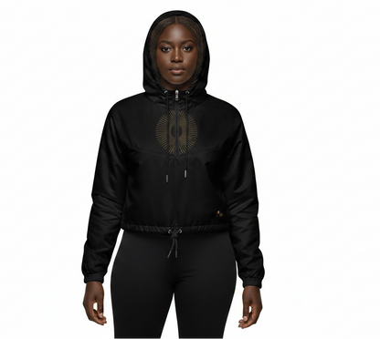 Golden Aura Women's Lightweight Water-Resistant Cropped Windbreaker