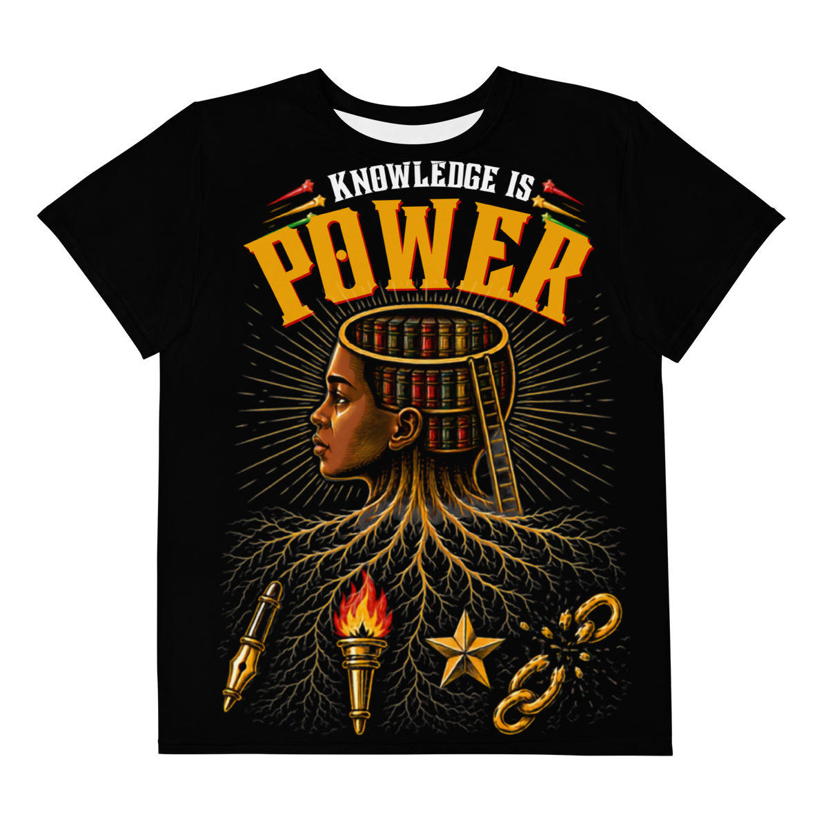 Knowledge Is Power Unisex Tee in Black for Sizes 8-20