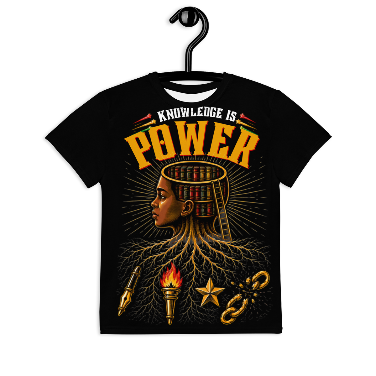 Knowledge Is Power Unisex Tee in Black for Sizes 8-20