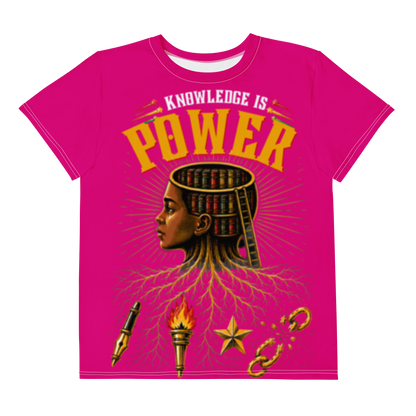 Knowledge Is Power Unisex Tee in Fuschia