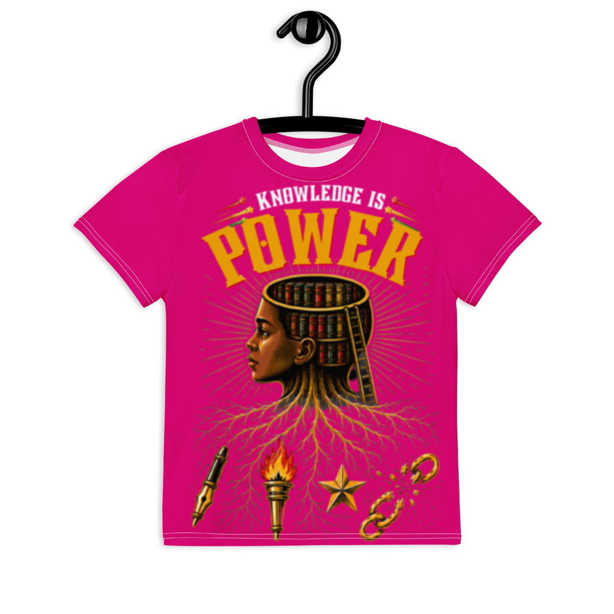 Knowledge Is Power Unisex Tee in Fuschia