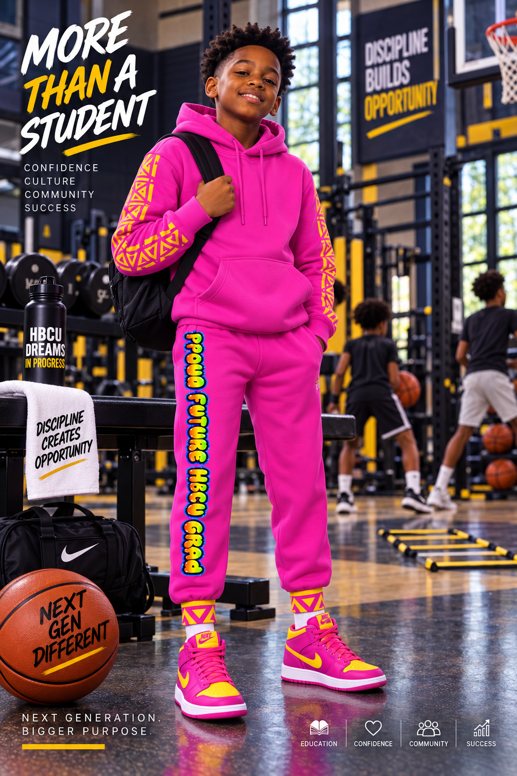 HBCU Unisex Graffiti Joggers in Fuschia