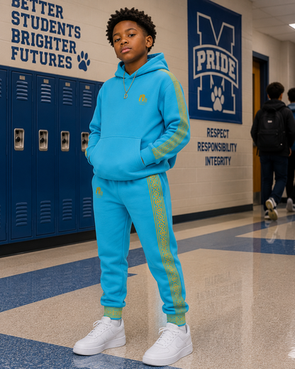 Nubian Pride Turquoise & Gold Tribal Unisex Joggers