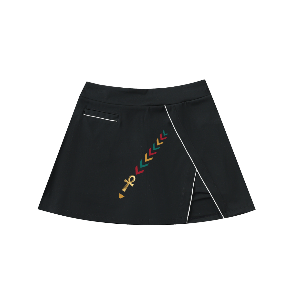 Pan-African Ankh High-Waist Pocketed A-Line Skirt
