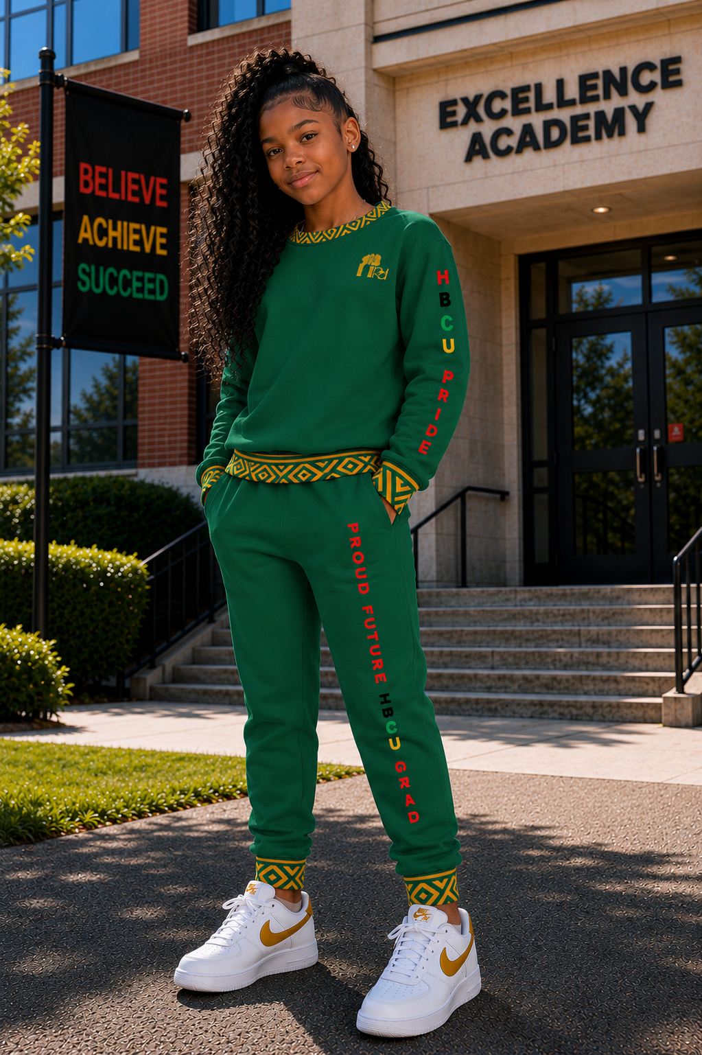 HBCU Pride Youth Unisex Sweatshirt in Emerald Green