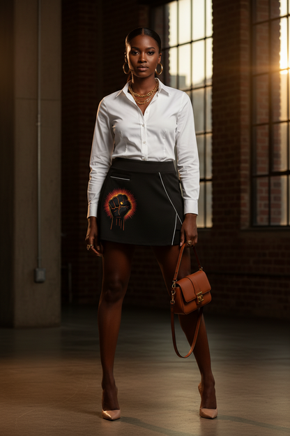 Rise Up A-Line Skirt - Orange Fist