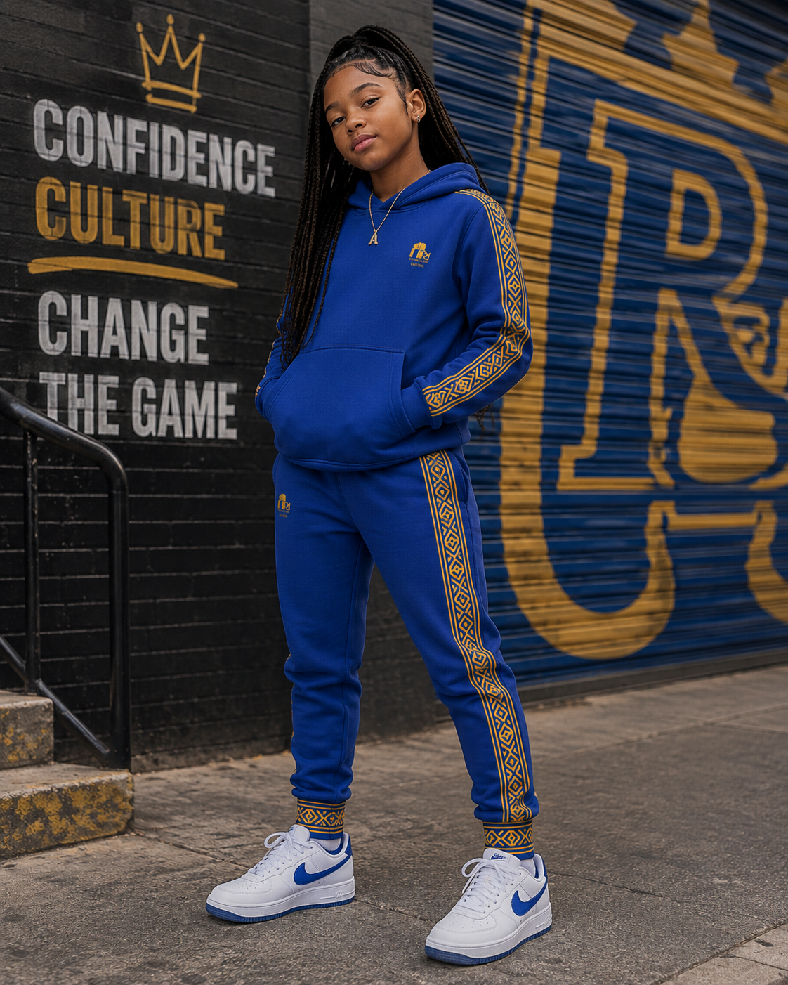 Nubian Pride Blue & Gold Tribal Unisex Joggers