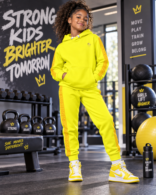 Nubian Pride Tribal Youth Unisex Hoodie in Yellow