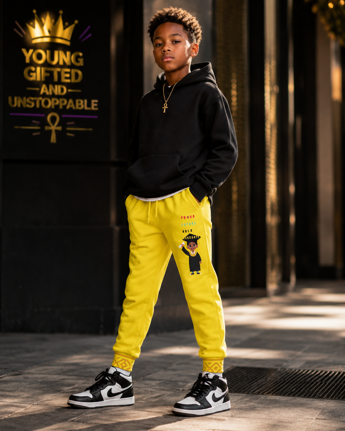 Future Legacy Proud HBCU Grad  Unisex Youth Joggers in Yellow