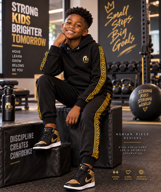 Nubian Pride Tribal Youth Unisex Hoodie in Black