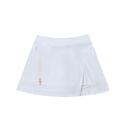 Nile Gold Ankh High-Waist Pocketed A-Line Skirt