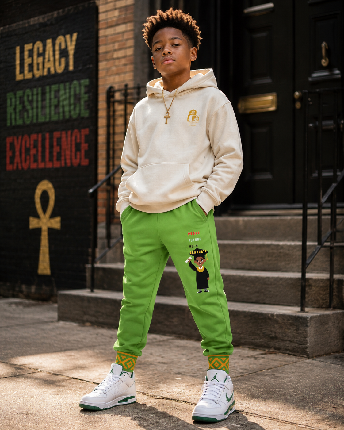 Future Legacy Proud HBCU Grad  Unisex Youth Joggers in  Lime Green