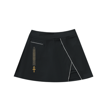 Nile Gold Ankh High-Waist Pocketed A-Line Skirt