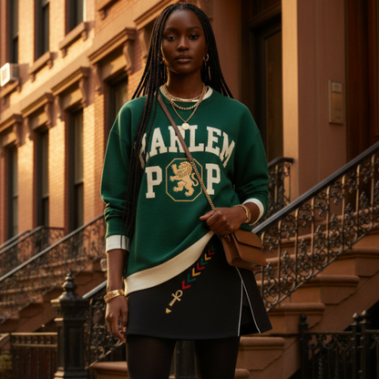 Pan-African Ankh High-Waist Pocketed A-Line Skirt