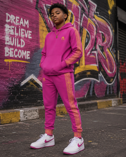 Nubian Pride Fuschia & Gold Tribal Unisex Joggers