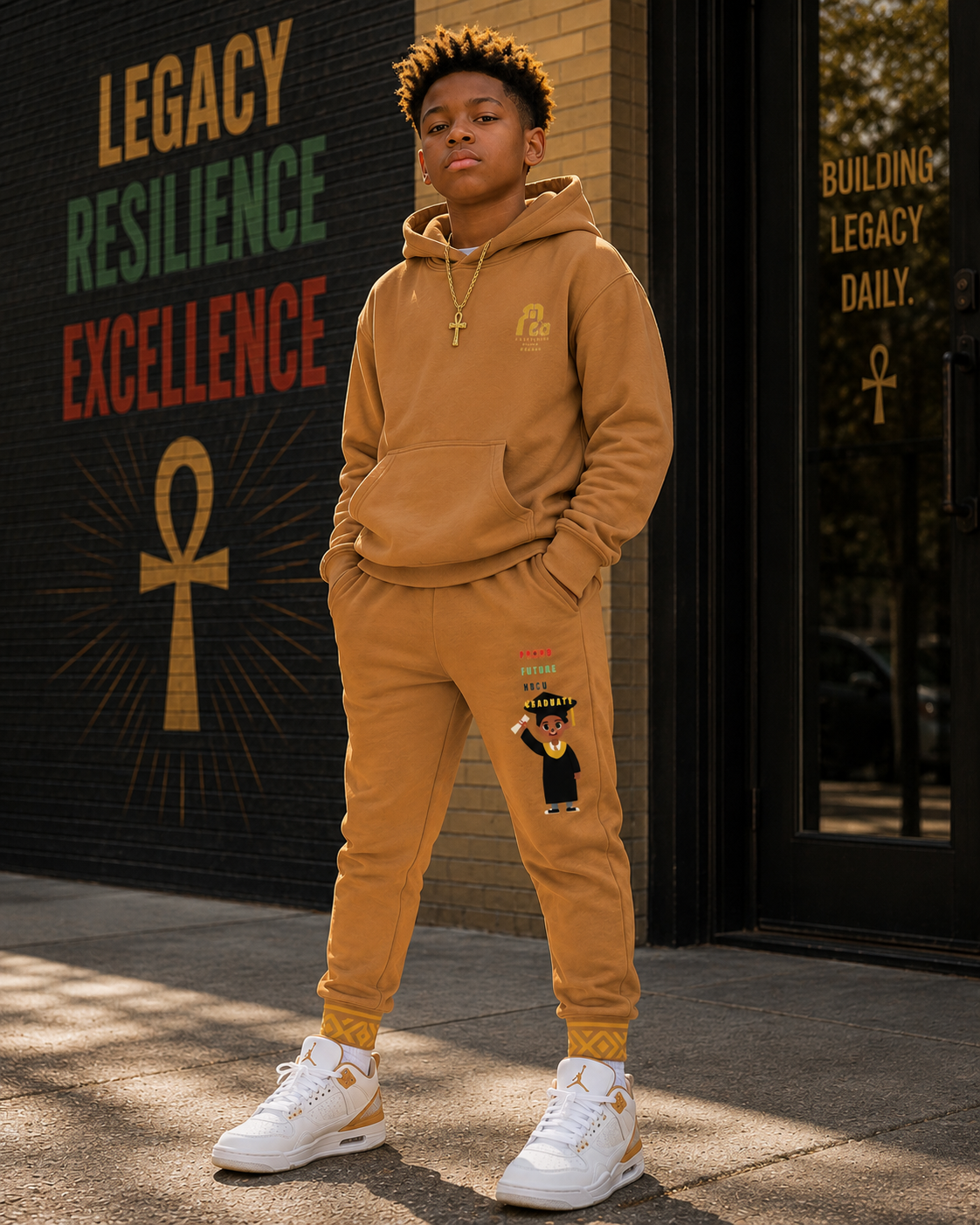 Future Legacy Proud HBCU Grad  Unisex Youth Joggers in Khaki