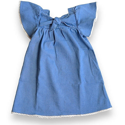 Girls Flutter Sleeve Denim Dress