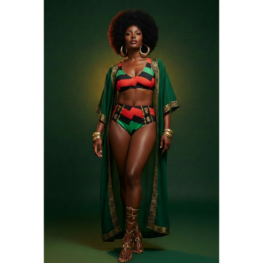 Africa Lit Recycled High-Waisted Bikini Set