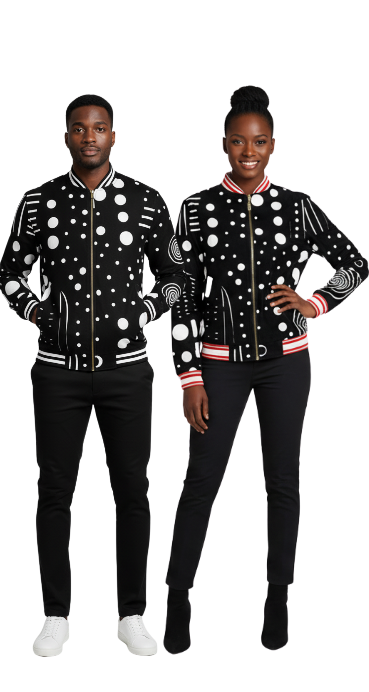 Ancestral Rhythms Unisex Varsity Jacket in Black/Black and Black/Red