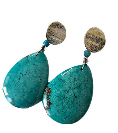 Natural Blue Pear Shaped Turquoise Earrings