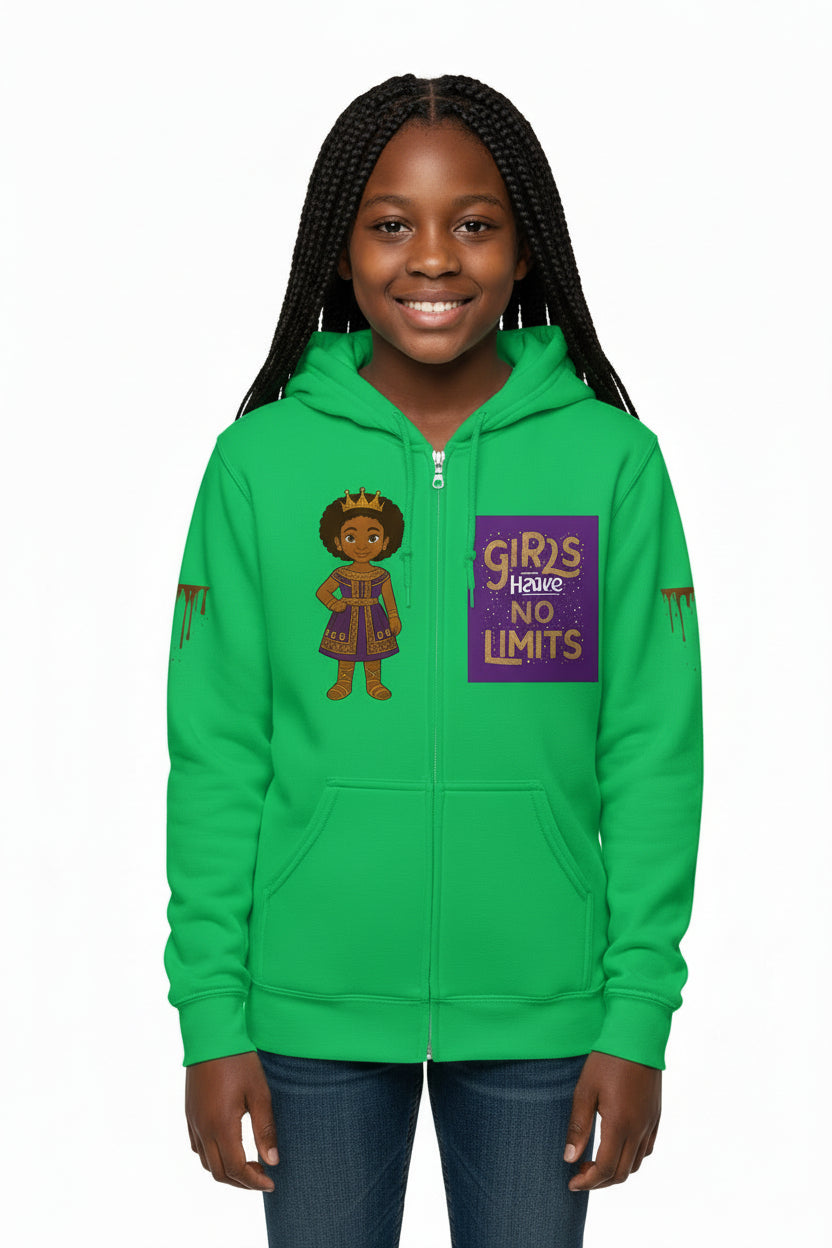 No Limit Melanin Drip Zip-Up Hoodie for Girls