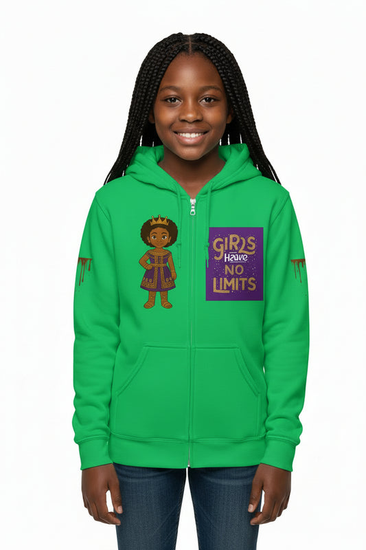 No Limit Melanin Drip Zip-Up Hoodie for Girls