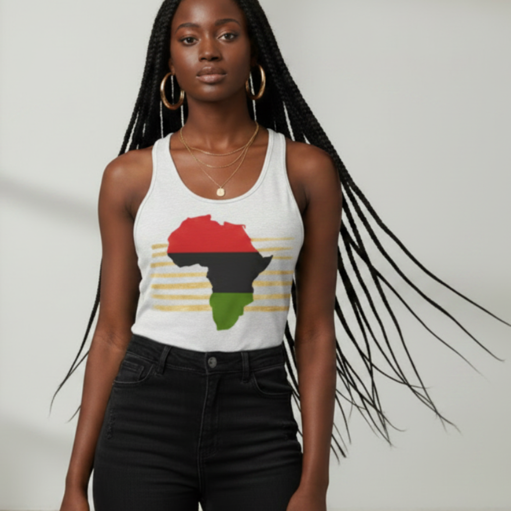 Africa on Gold Women's Fitted Racerback Tank Top