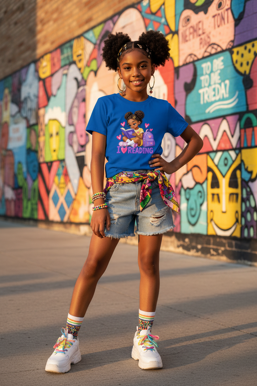 I Love Reading - Knowledge is Power Youth Tee for Girls